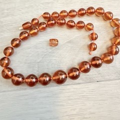 Vintage Baltic Amber Graduated Honey Cognac Hand Knotted Beaded Necklace