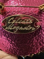 Celeste Mogador/ Bisou Vole/Stolen kiss brooch/French pin/Silk hand embroidered