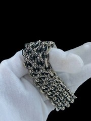 Vintage Cathé Cathe Chunky Silver Tone Heavy Brutalist Ball & Chain Bracelet