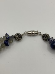 Vintage Sodalite Natural Stone Chips And Sun Beads Necklace 16”