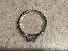 Vintage Sterling Silver Ring Size 10.5 Pearls w Rhinestones 925 PAD 2.4g