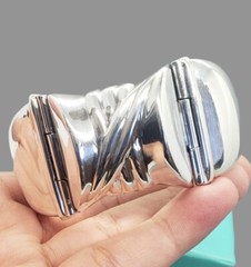 Rare Vintage Art Deco Sterling Silver Heavy Hinged Bangle Bracelet 74+ grams