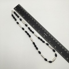 Silver Schark Handmade Sterling Silver & Black Onyx Necklace 18-21″ 20g #65