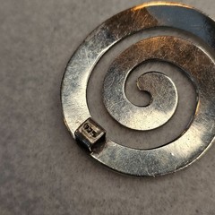Vintage Modernist 925 Sterling Silver Spiral Swirl Pendant 40mm 14.6g