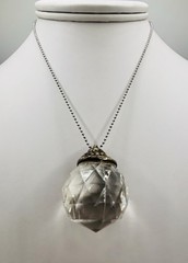 VTG Silver Large Faceted Pendulum 3D Ball Pendant Necklace Occult Magic Macabre