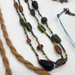 Vintage Costume Jewelry Lot Earth Tone Boho Necklaces Earrings Shell Mixed