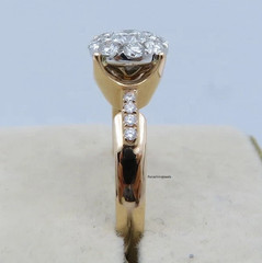 Halo Style 0.80CT Round Shape White Moissanite & 10K Yellow Gold Women’s Finish