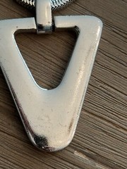 LANVIN PARIS Vintage Pendant Necklace Silver Tone Metal Geometric