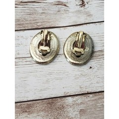Vintage Clip On Earrings Animal Print Ovals – Just Over 1 & 1/8″
