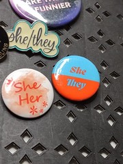 Lot Of Pronoun Themed Pin And Pin Back Buttons Pronoun Lot STBAS