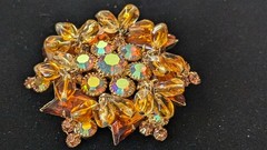 VTG DeLizza & Elster D&E Juliana Trembler Brooch Pin w/ 6 Dangle Clusters
