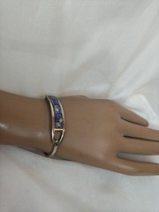 Silver Oval Hinge Clasp Sterling Stamped Made In Mexico Bracelet Inlay Abalone