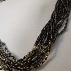 Black White Beaded Layered Vintage Necklace Estate Costume Jewelry Small Beads