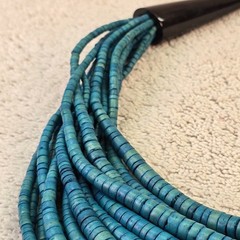 Statement Runway Blue 16 strands coconut necklace