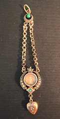 Antique Lavalier Pendant Victorian Gold & Silver Garnet Pearl Turquoise