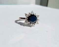 Vintage Ring with stone Sterling Silver 925 Gold 375 test Women Jewelry size 8.5