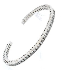 Estate 14k White Gold 4ct Princess Cut Diamond Bangle – Channel Set – Elegent