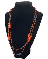Vintage Art Deco End Of Day Glass Bead Chain Necklace Flapper Style 48in