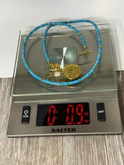 Mayamar (24K Gold Plate) Pearl & Charm Turquoise bead 21″ Necklace Yellow (NEW)