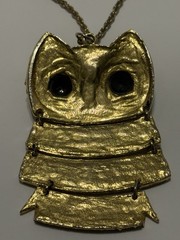 Owl Necklace Vintage Costume Jewelry Gold-Tone Segmented