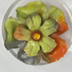 Vtg Lucite Acrylic Flower Brooch XL Pop Art Mod Translucent Statement Pin
