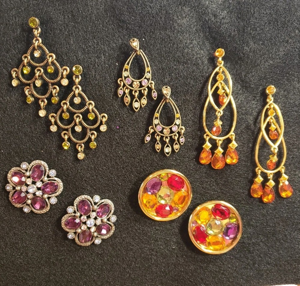 Mixed Lot Of 5 Pairs Stud Vintage Earrings Various Styles and colors