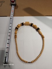 Vintage 1970’s Chunky Wood Bead Statement Necklace “Boho” 26in Matinee/Barrel…