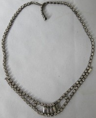 Retro Modern Art Deco Rhinestone Necklace Bracelet Earrings Set MCM c. Late 70s