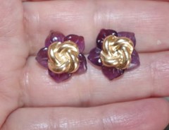 VINTAGE AMETHYST FLOWER JACKETS FOR EARRINGS USE WITH ANY STUDS