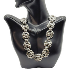 Professional Career Silver Tone Flat Link Chunky Wide Style Necklace 18 Inch