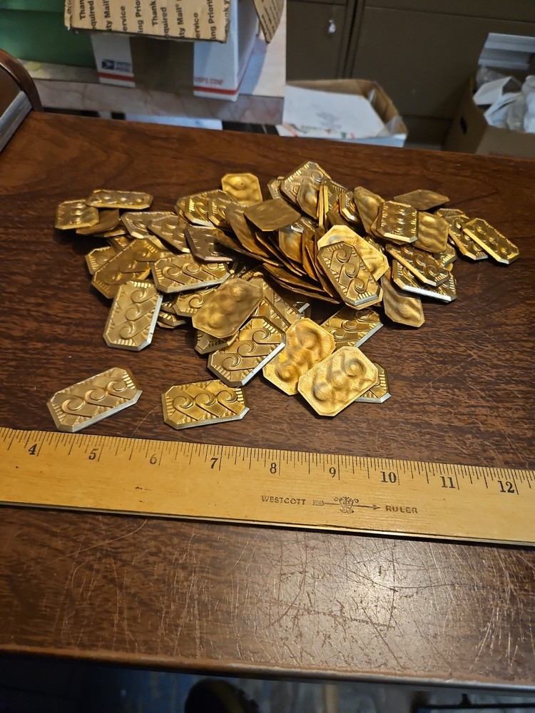 Lot 100 Geometric Bar Shield France Vintage 60s Brass StampingsFindings Jewelry