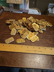 Lot 100 Geometric Bar Shield France Vintage 60s Brass StampingsFindings Jewelry