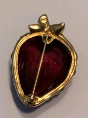 Swarovski Red Cabochon Clear Crystal Strawberry Pin Brooch