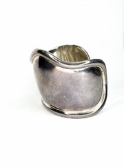 Vintage Sterling Silver Modernist Sculptural Bone Cuff Bracelet 91.7g