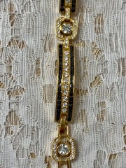 Camrose & Kross Black & Gold Tone Necklace & Bracelet Jackie Kennedy COA