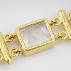 Elizabeth Locke 7 Station Rectangular Venetian Glass in 19k Yellow Gold