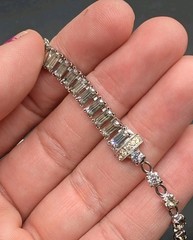 Vintage JOMAZ Signed Joseph Mazer Clear Rhinestone Silver Tone Necklace ⚠️Read