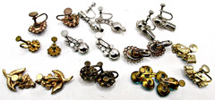 10 Pairs Vintage Fx Turquoise Rhinestone Crystal Screw Back Earrings Lot 925