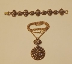 Celebrity Signed Vintage Rhinestone Pendant Necklace and Bracelet