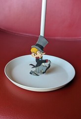 Vintage Handmade Wood Cartoon Mr. Magoo Looney Inspired Black Top Hat Man 3″ PIN