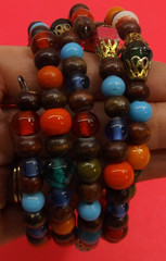 Vintage Spiral Wrap Bracelet with Multiple Colors Wood Glass Metal Plastic Beads