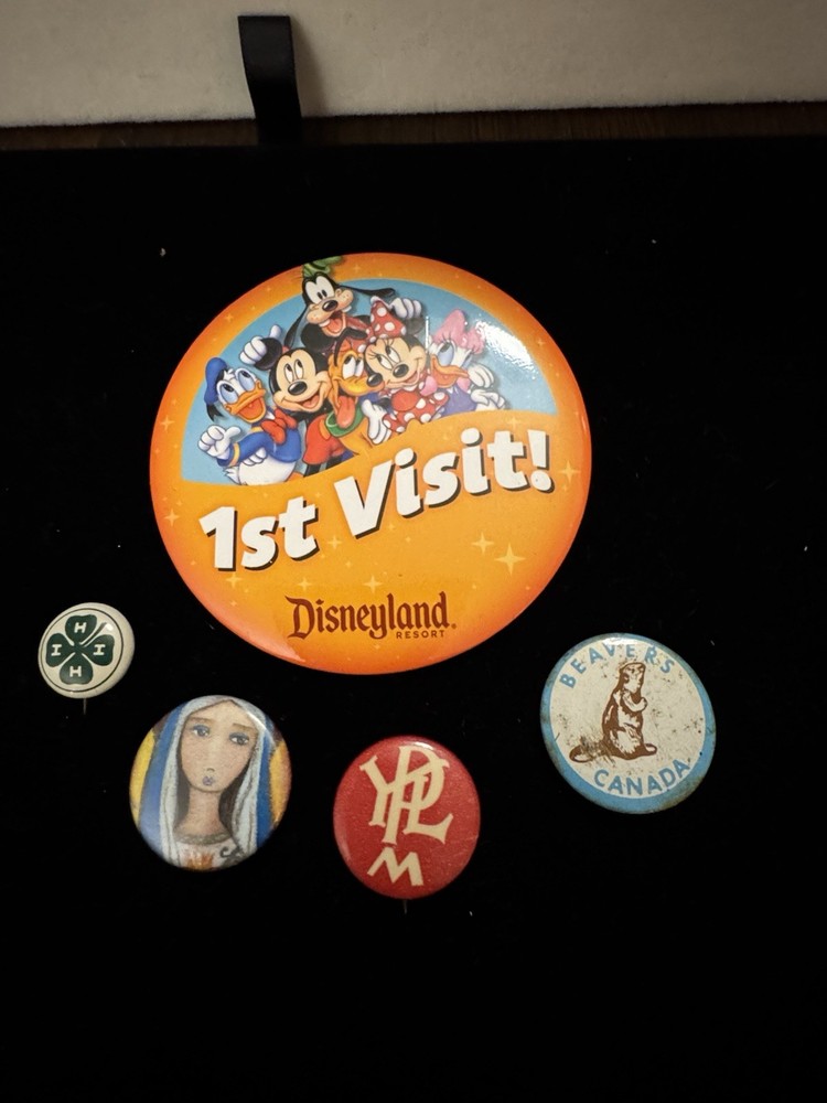 vintage button pin pinback lot Religious Four H Disneyland