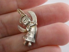 Vintage Sterling Silver Angel Most of the Time Charm Pendant 925 2.7g 1 Inch