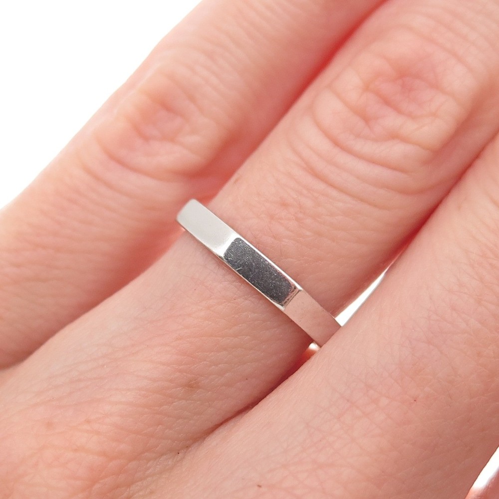 925 Sterling Silver Vintage Octagon Band Ring Size 5