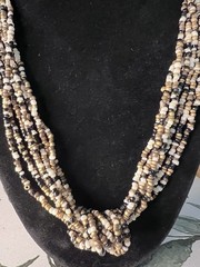 Vintage Style Multi Strand Brown Glass Seed Beaded Choker Necklace Elegant Gift
