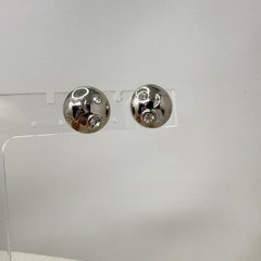 Trifari Rhinestone Domed Round Star Earrings Vintage Silver Tone Celestial