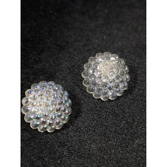 Vintage Lucite Dome Earrings Iridescent Sparkle Pierced Unsigned