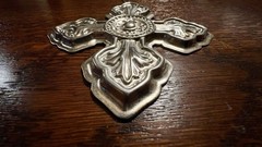 VTG Cross Raimond Silver plate Ornament Italy Signed 3.5 inches
