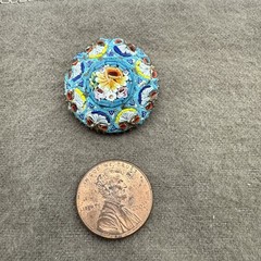 Vintage Micro Mosaic Multi-Color Floral Filigree Brooch Pin