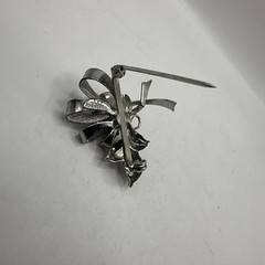 Sterling Silver JJJ Rose Flower Ribbon Brooch Pin Pendant (3.12g)